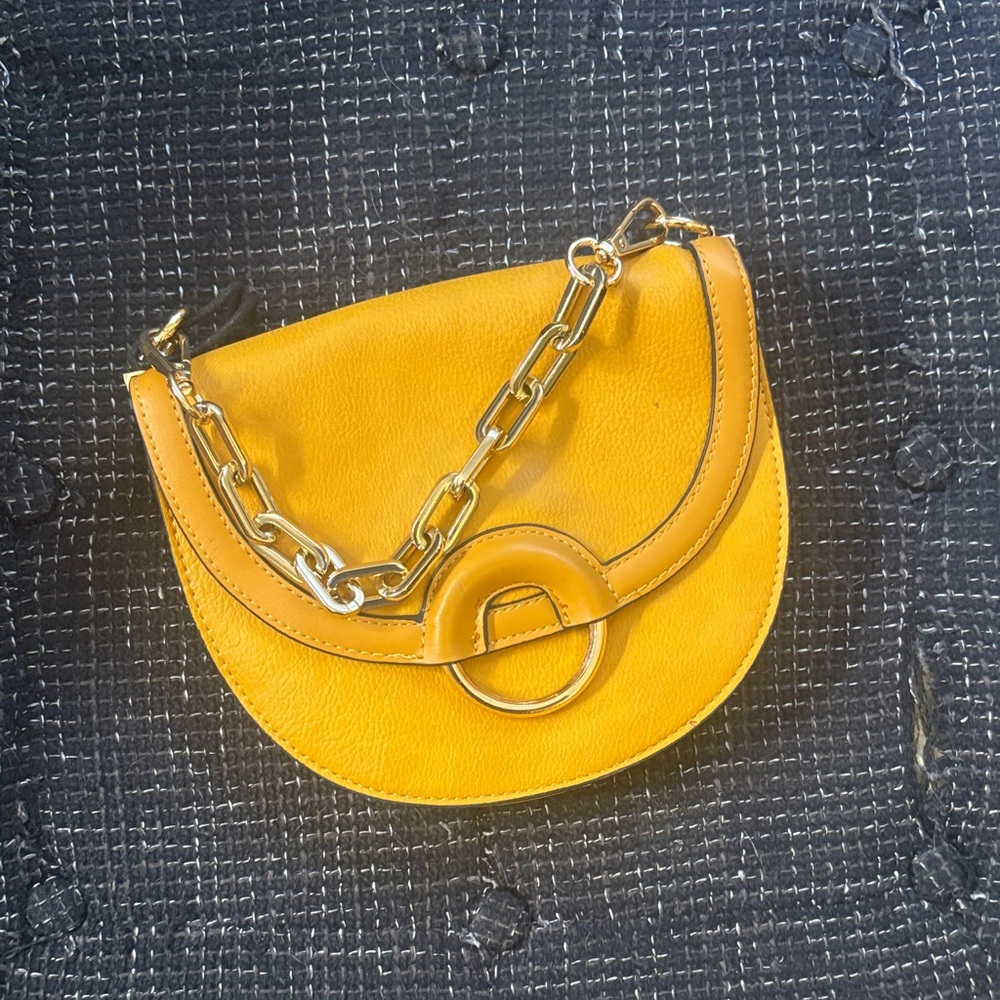 Yellow Leather Chain Shoulder Bag
